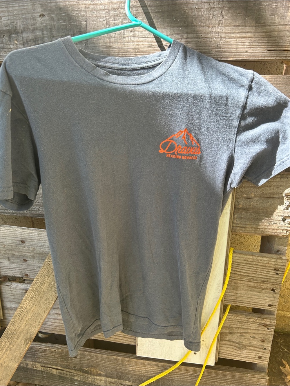 Dravus Men's Short Sleeve T-Shirt in Charcoal with Orange Logo